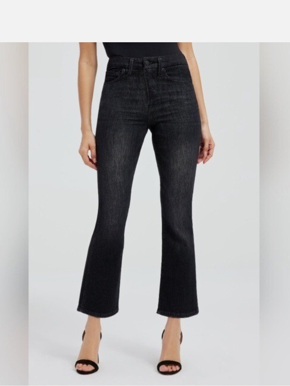 Good American Good Legs Straight Cropped Black Jeans size 8 (29)